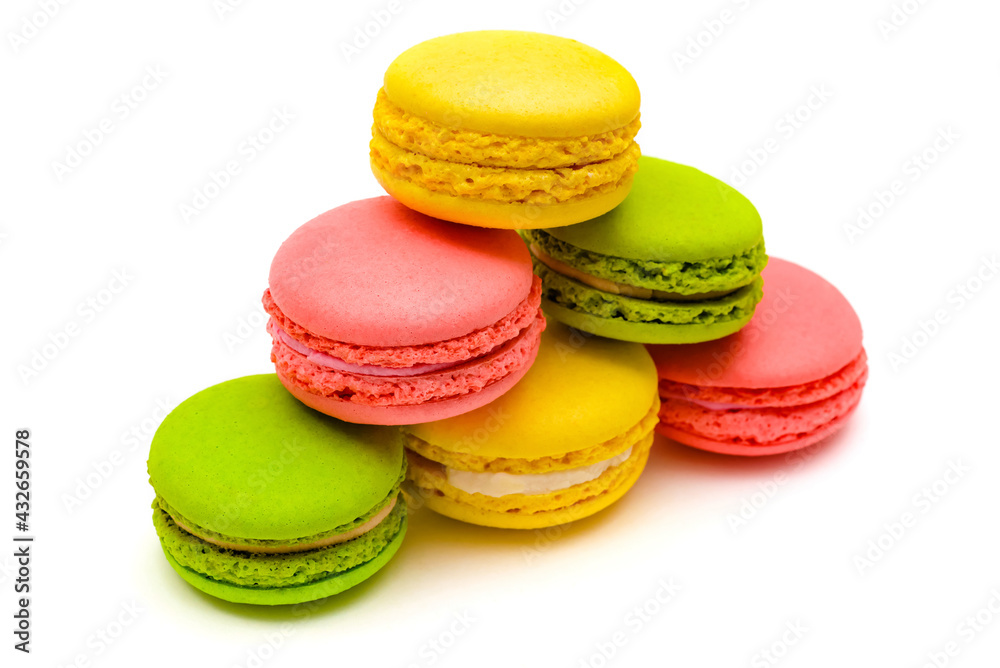 color macaron cakes on a white background color macaron cakes on a white background