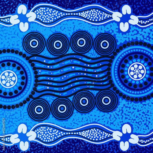 Blue vector aboriginal art background