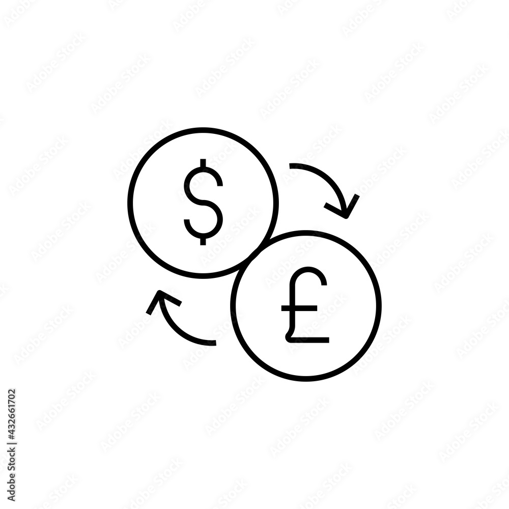 Dollar and Pound conversion icon isolated on white background. Exchange symbol modern, simple, vector, icon for website design, mobile app, ui. Vector Illustration Dollar and Pound conversion icon isolated on white background. Exchange symbol modern, simple, vector, icon for website design, mobile app, ui. Vector Illustration