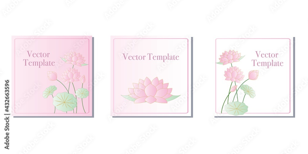 Healing and Beauty concept Lotus flower decoration square template for Spa, beauty, card, invitation and web design. 