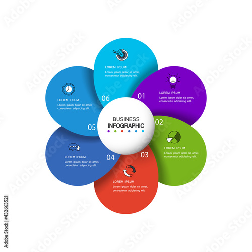 Infographic vector, graph. presentation. Business concepts, parts, steps, processes. Visualization of infographic data. Startup template. - Vector