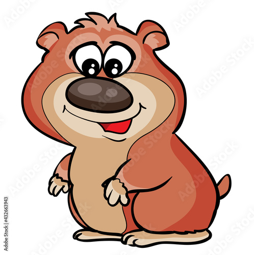 cute brown hamster, cartoon illustration, isolated object on white background, vector,