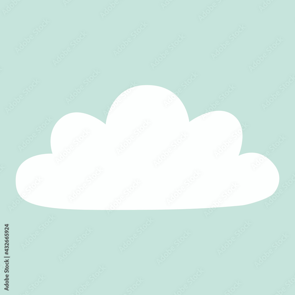 Cute cloud sign, flat vector illustration.