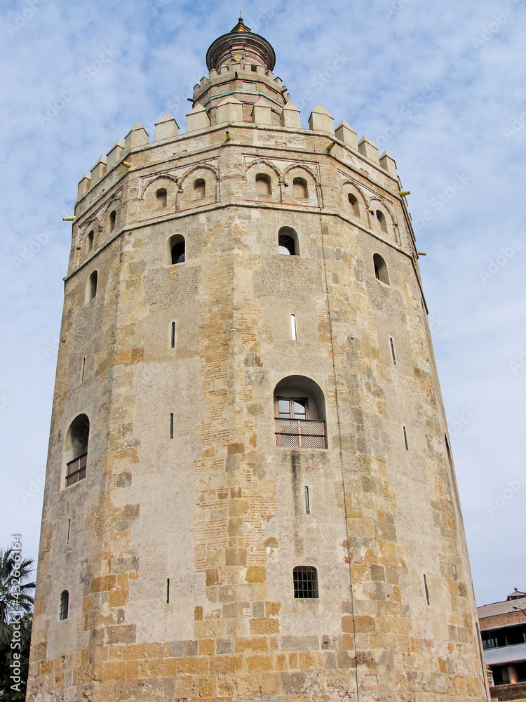 View of Torre del Oro in Seville, Andalusia, Spain