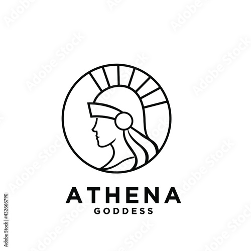 premium Athena the goddess black vector icon line logo illustration design isolated background