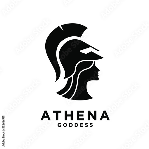 premium Athena the goddess black vector logo illustration design isolated background