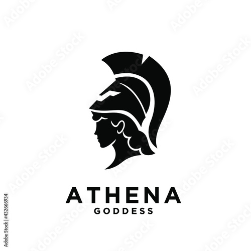 premium Athena the goddess black vector logo illustration design isolated background
