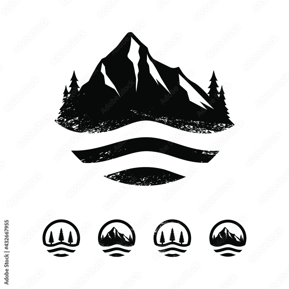 Fototapeta premium Set mountain rock illustration vector