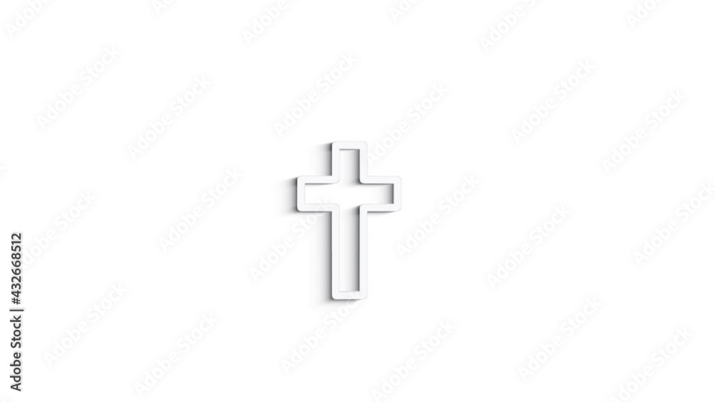 3D Christian cross icon isolated on green background. Church cross. Motion graphics.