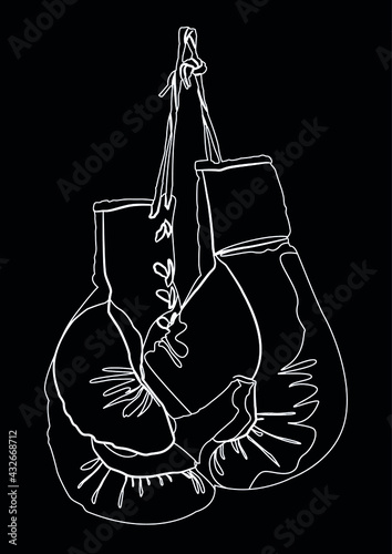 Boxing glove white on black background
