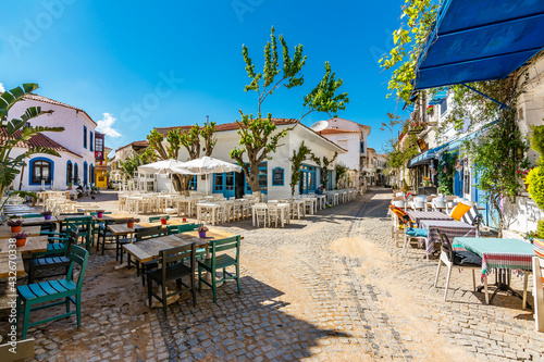 Alacati street view in Alacati Town. Alacati is populer historical tourist destination in Turkey.