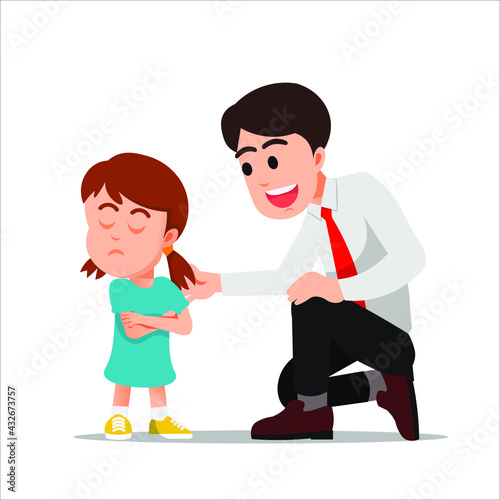 A father tries to talk to his angry daughter