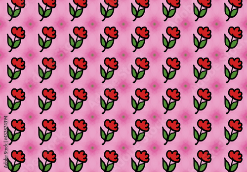 seamless pattern with red tulips