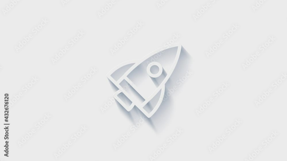 Biohazard shadow rocket icon isolated on green background. Rocket bomb flies down. Motion graphics.