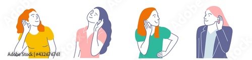 Women with raised hands in ears