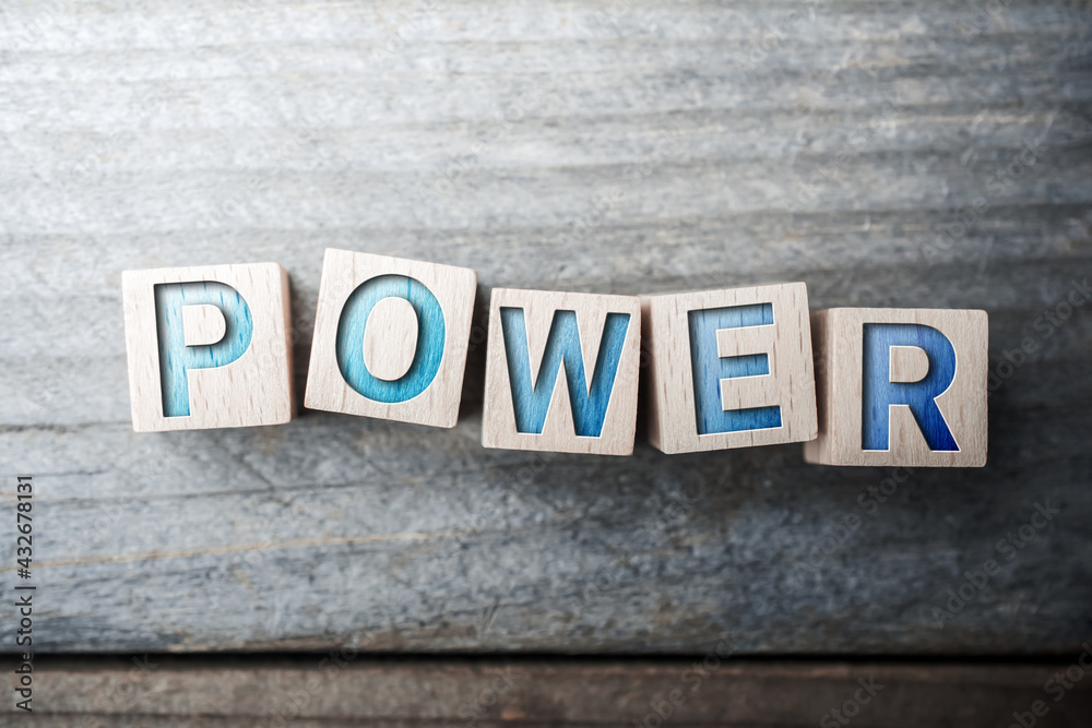 Fototapeta premium Power Written On Wooden Blocks On A Board