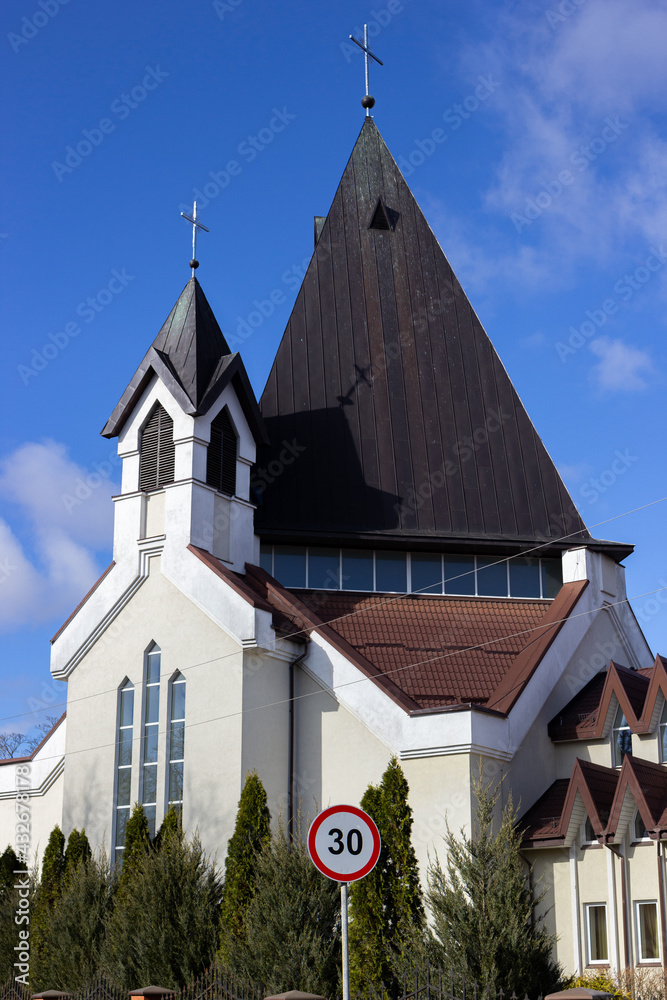 view of the building of the church with turrets