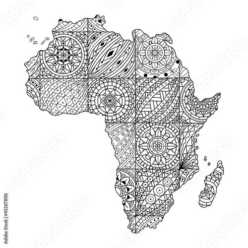 Hand drawn of africa map in mandala style