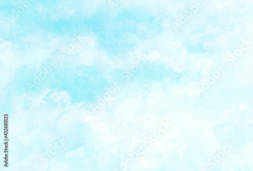 Blue sky and clouds, hand painted abstract watercolor background