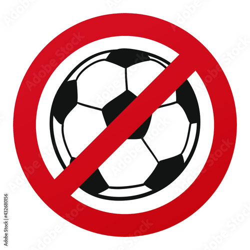 No Soccer Symbol Isolated on White Background. Football Vector Illustration Prohibition Stop Sign.