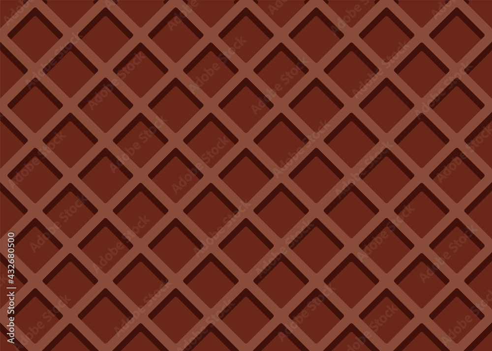 Seamless brown waffle texture or pattern. Sweet ice cream background. Vector illustration	