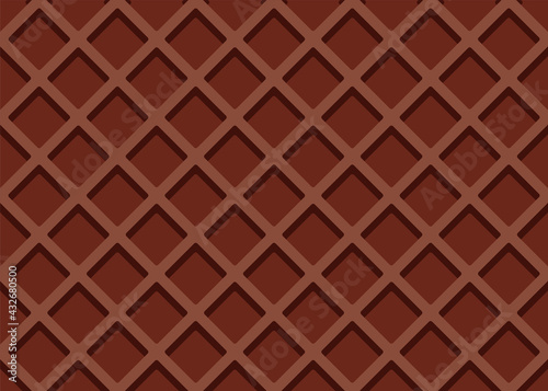 Seamless brown waffle texture or pattern. Sweet ice cream background. Vector illustration	
