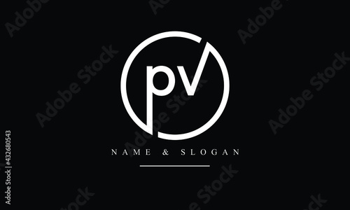 PV, VP, P, V abstract letters logo monogram