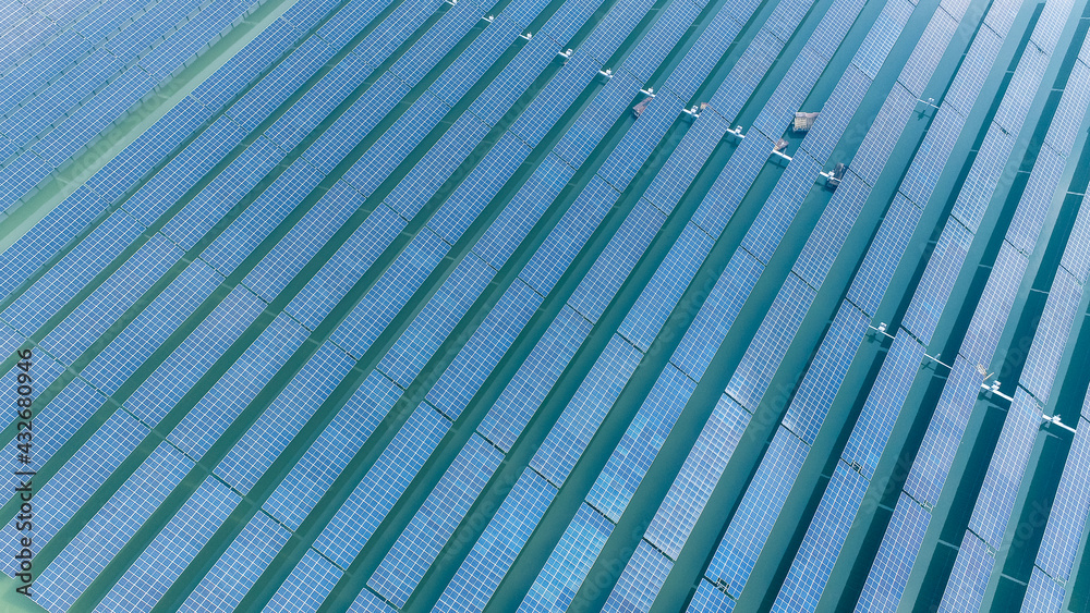 Overlooking the solar photovoltaic panels and agricultural planting temperature shed Overlooking the solar photovoltaic panels and agricultural planting temperature shed