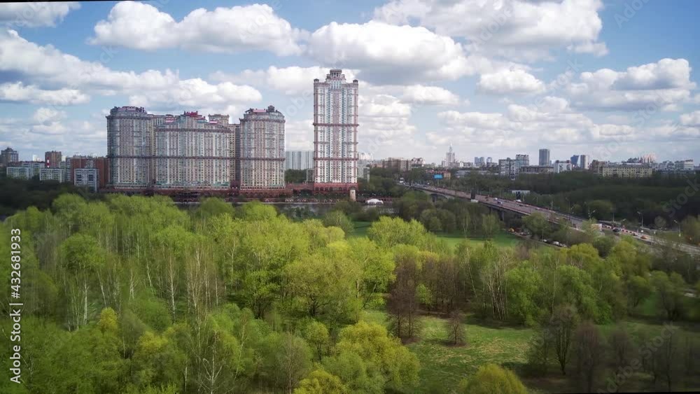 Amazing high angle top drone view on Strogino and Shchukino district which are situated in beautiful green river park.
Amazing high angle top drone view on Strogino and Shchukino district which are situated in beautiful green river park.