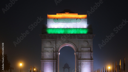 Canvas Print Night view of India Gate, New Delhi, Delhi, India