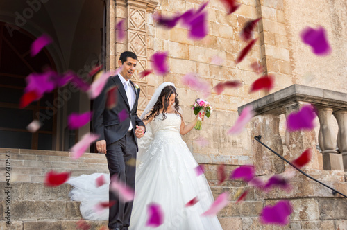 happy newlywed young couple photo