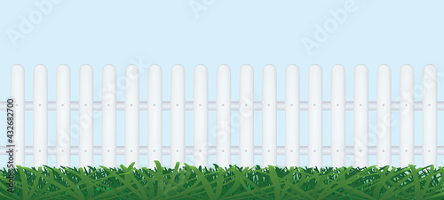 Grass in front of fence. vector