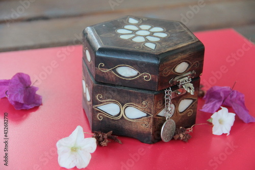 vintage embroidered wooden jewelry box