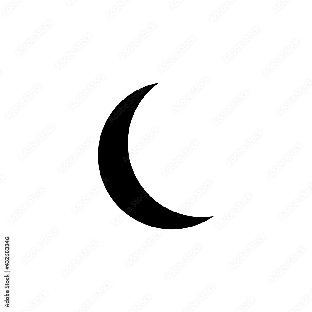 Half-moon line icon. Simple style sleeping poster background symbol. Logo design element. T-shirt printing. Vector for sticker.
