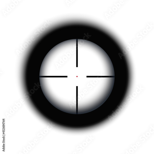Crosshairs of a sniper scope reticle. Cross hairs of a rifle gun aiming optical viewfinder.