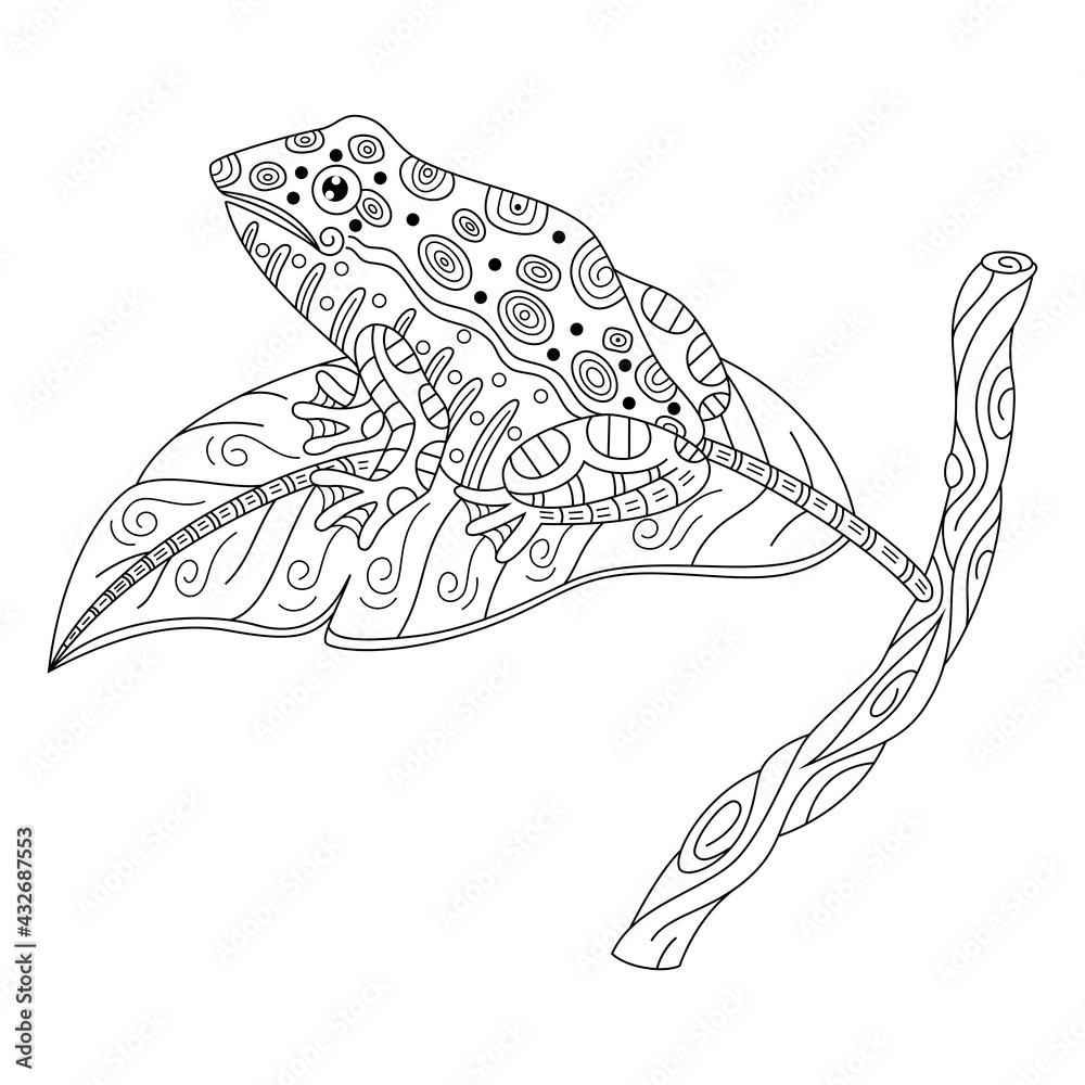 Fototapeta premium Hand drawn of frog in zentangle style