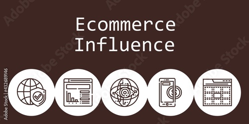 ecommerce influence background concept with ecommerce influence icons. Icons related website, web, internet, online payment