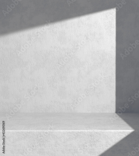 Fototapeta Naklejka Na Ścianę i Meble -  Modern Minimal Space For Show Product With Sunshade On Concrete Wall Background 3d Render