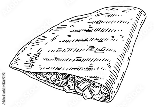 Quesadilla - mexican traditional food. vintage engraving