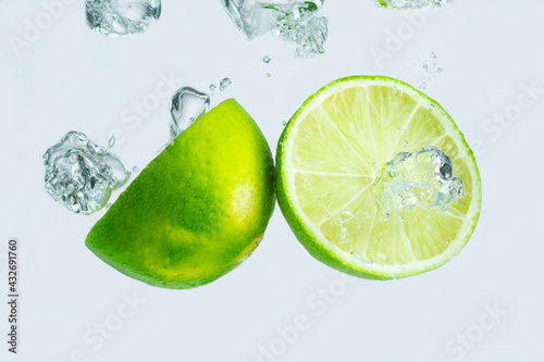 green lime in clear water
