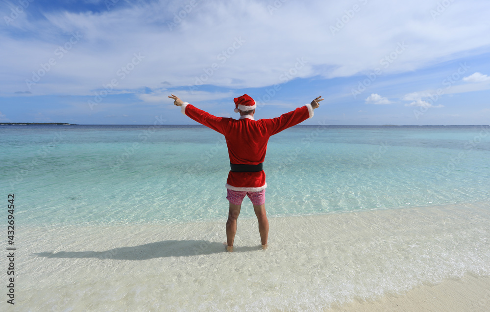 portrait of Santa Claus on a tropical island portrait of Santa Claus on a tropical island