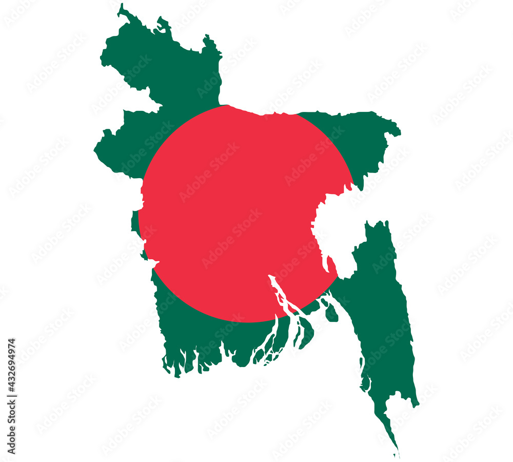Fototapeta premium Map Flag of Bangladesh isolated on white background. Vector illustration eps 10