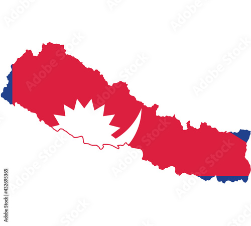 Map Flag of Nepal isolated on white background. Vector illustration eps 10