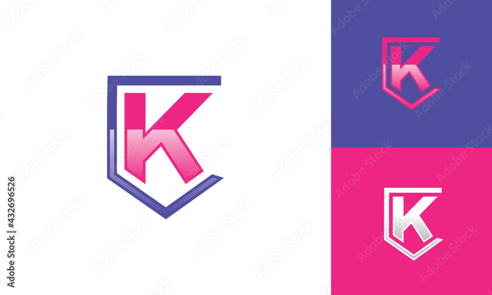 letter K, shield logo template, medieval flag letter K, shield logo template, medieval flag