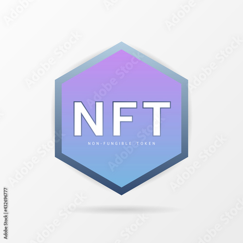 Hexagonal shape coin NFT non-fungible token isolated on white background, Pay for unique collectibles in games or art. Vector illustration EPS 10