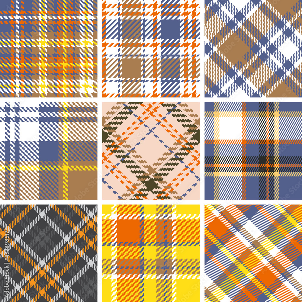 Classic tartan pattern set. Classic tartan pattern set.