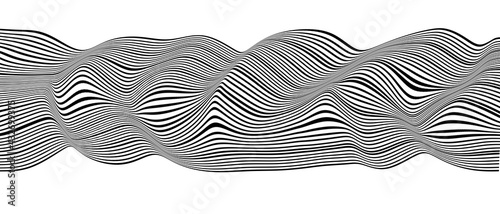 Black and white twisted stripes abstract background. Optical art abstract background wave design black and white
