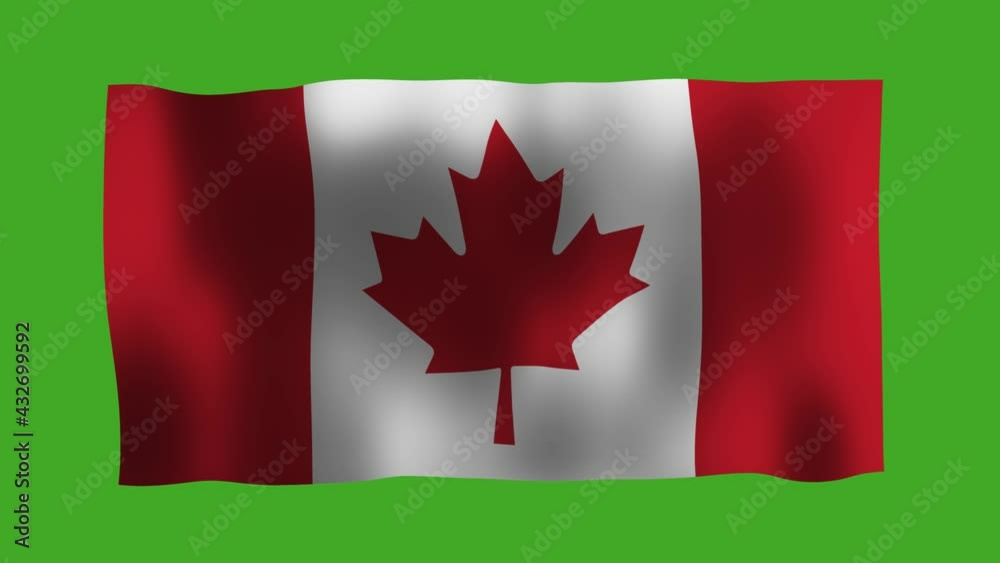 Canada flag waving in the wind on a green screen for chroma key Canada flag waving in the wind on a green screen for chroma key