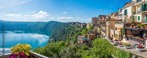 Scenic sight in Castel Gandolfo, with the Albano lake, in the province of Rome, Lazio, central Italy. photo