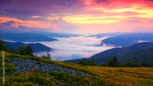 panoramic mountains summer view, Europe, Carpathian mountains © Rushvol